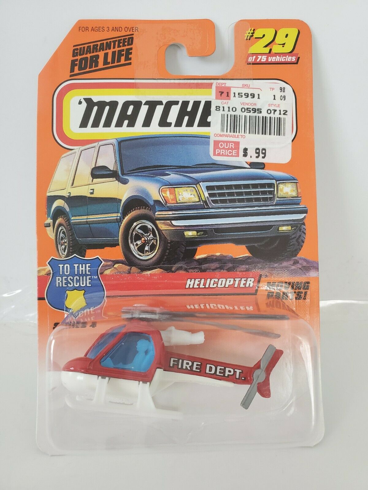 1999 Matchbox Helicopter #29 - To The Rescue - China Base