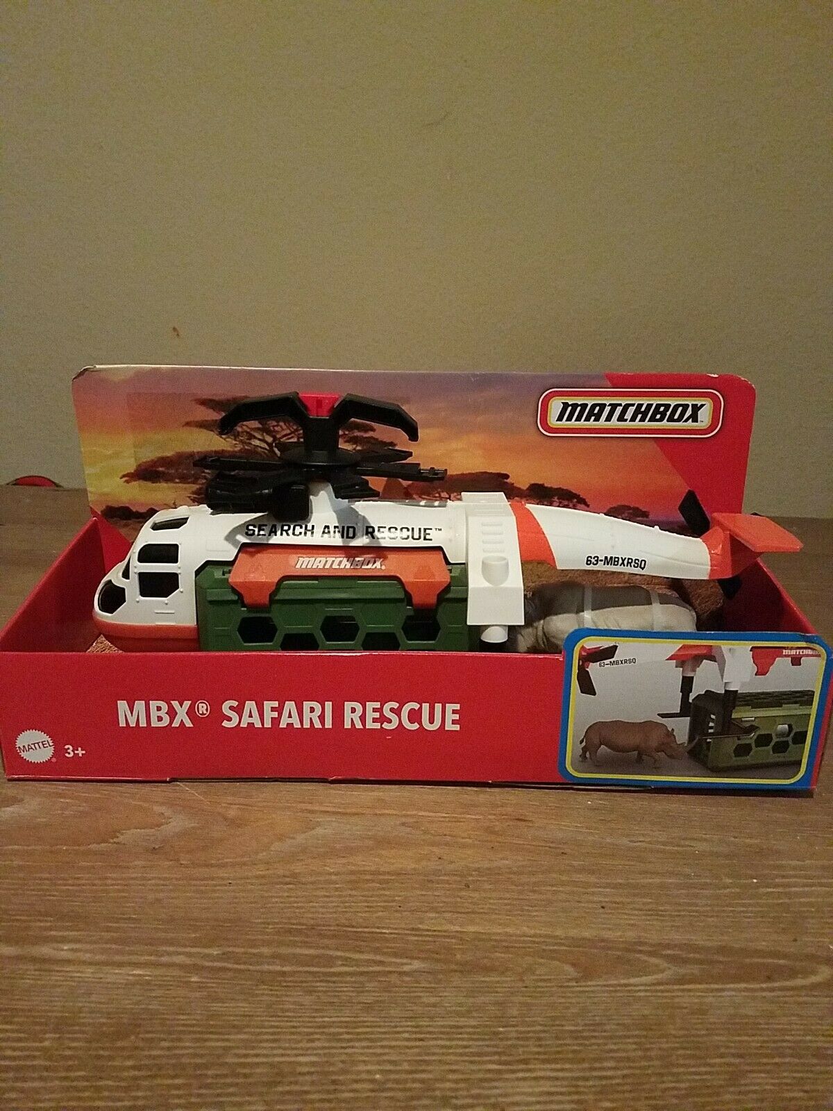 MBX Safari Rescue Matchbox Helicopter Fly The Rhino To Safety