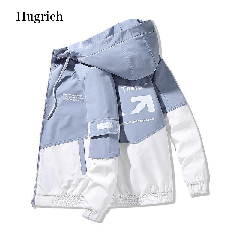 Men's Spring Autumn Jackets High Street Trendy Printing Cargo Coat Stitching Color Windproof Pilot Jacket Male
