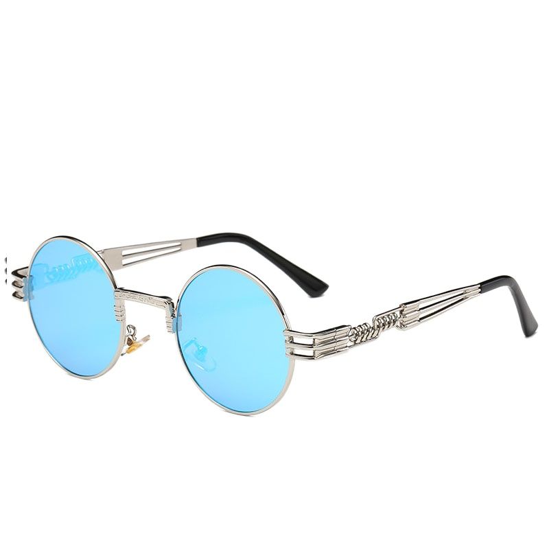 New Steampunk Sunglasses Men Women Metal WrapEyeglasses Round Shades Brand Designer Sun glasses Mirror UV400 Eyewear