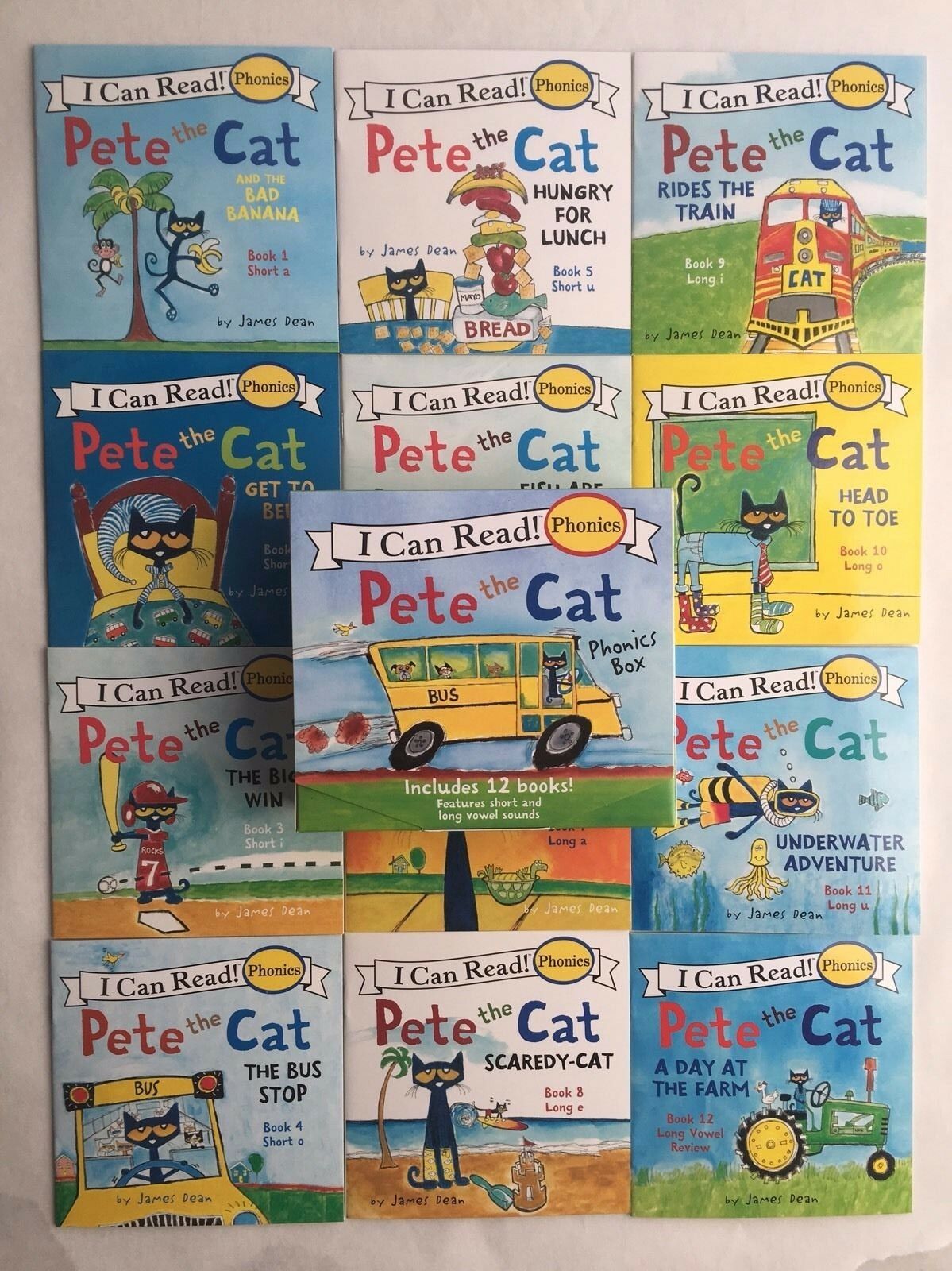 Pete the Cat Childrens Kids Books Phonics I Can Read Box Gift Set Lot 12