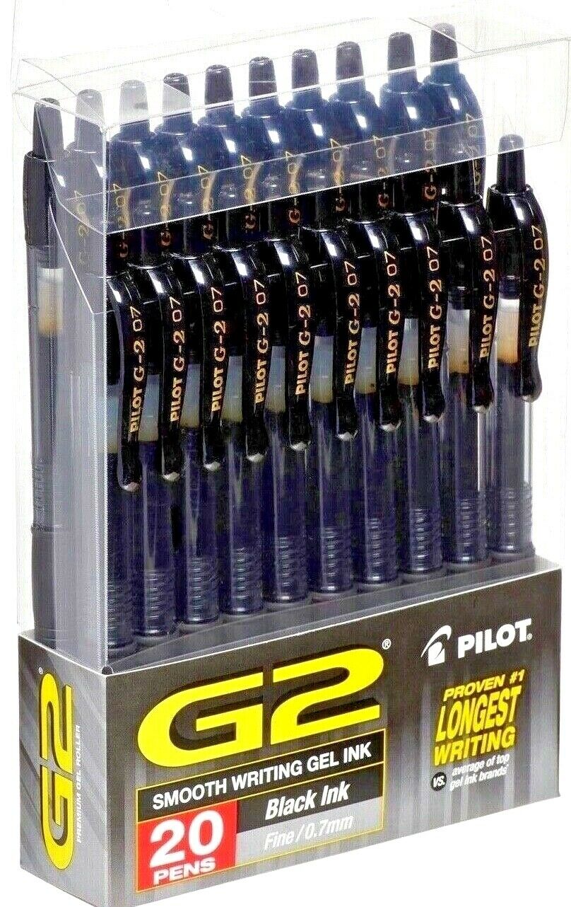 Pilot G2 Premium Retractable Gel Ink Ball Pen, Fine, Black, 20 Count (31732)