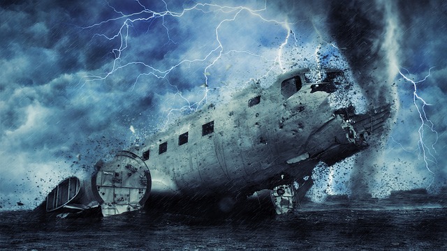 plane, wreckage, storm