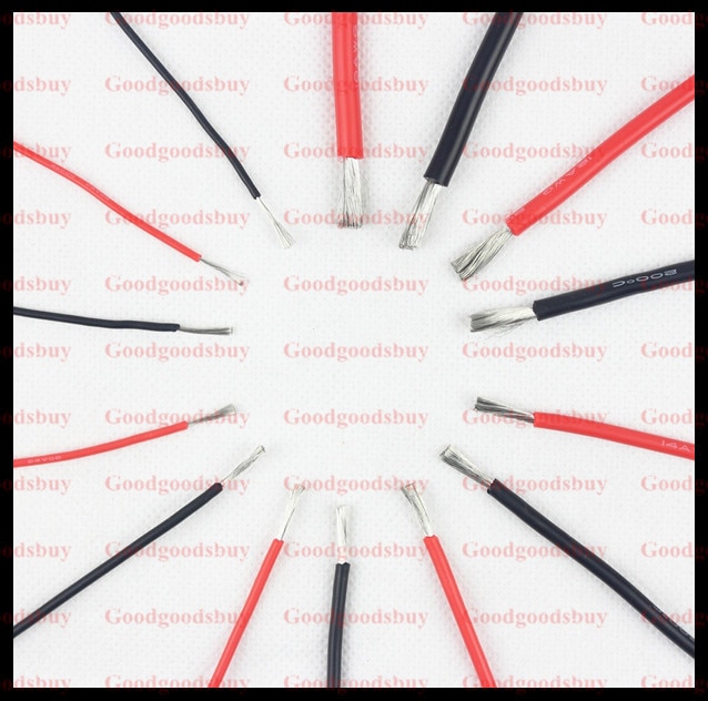RCMOY 1meter Silicon Wire 8AWG 10AWG 12AWG 14AWG 16AWG 18AWG 22AWG Heatproof Soft Silicone Silica Gel Wire Cable