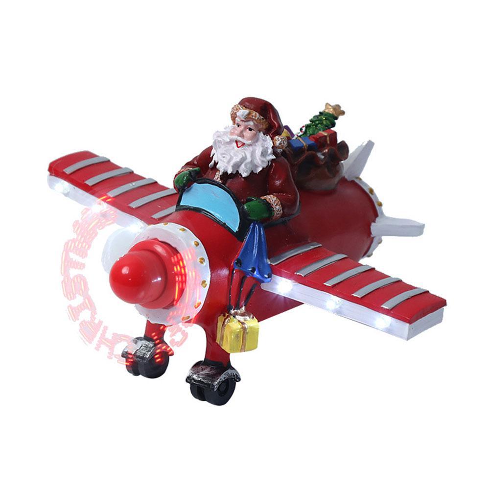 Santa Claus Flying An Airplane Glow Music Electric Toy Desktop Decor Accessories Children's Toys Christmas Gifts Present