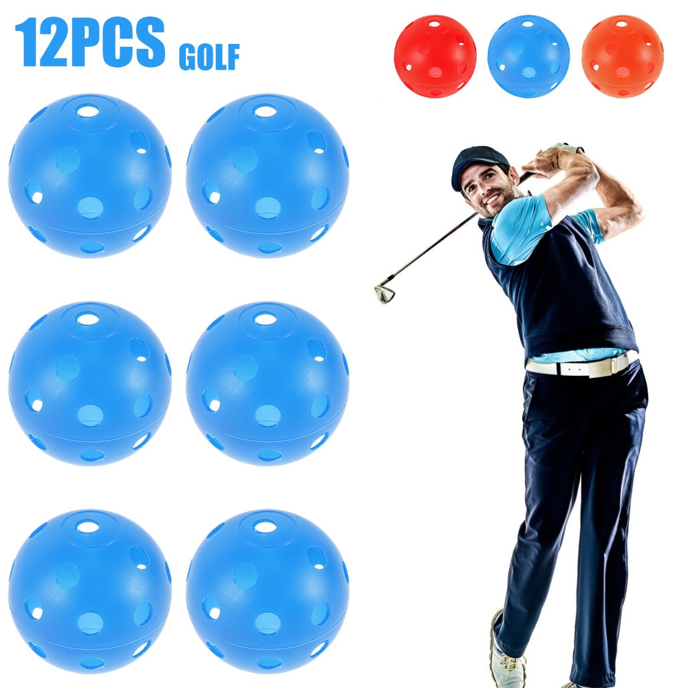 12 Pcs Lightweight Practice Golf Ball 42mm Limited Flight Hollow with Hole Golf Practice Balls for Beginner Indoor Training