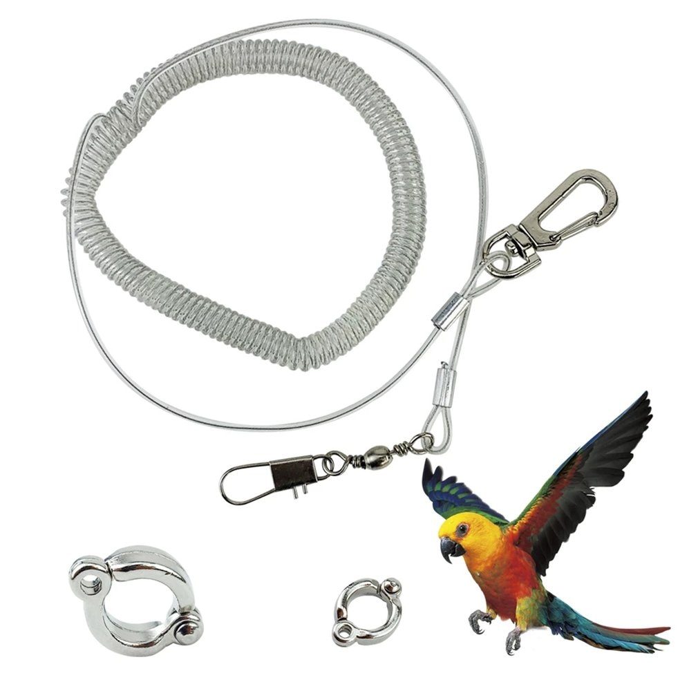Alloy Leg Ring Flexible Bird Chain Belt Anti Bite Plastic Wire Rope Parrot Bird Outdoor Flight Training Rope