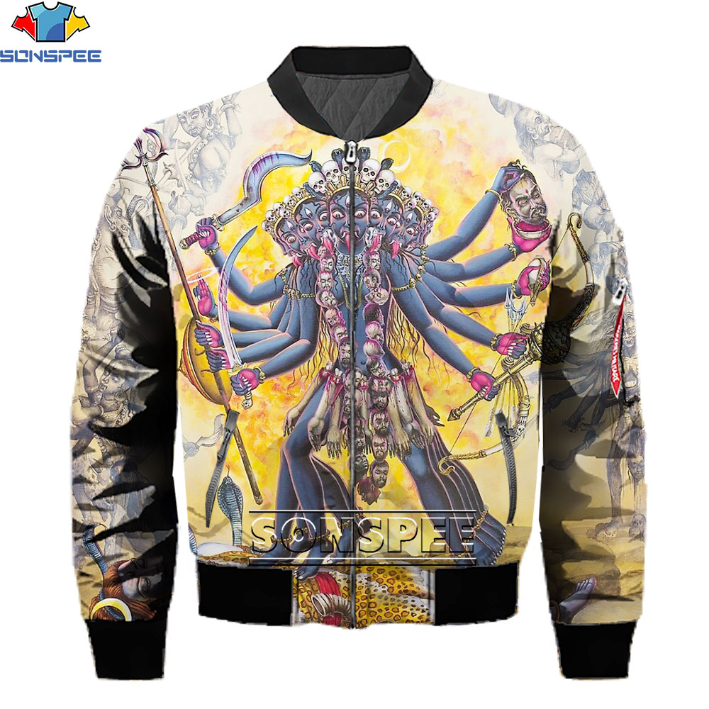 SONSPEE Latest India Lord Shiva 3D Printing Men's Jacket Harajuku Streetwear Autumn Pilot Casual Sportswear Jacket Direct Sale