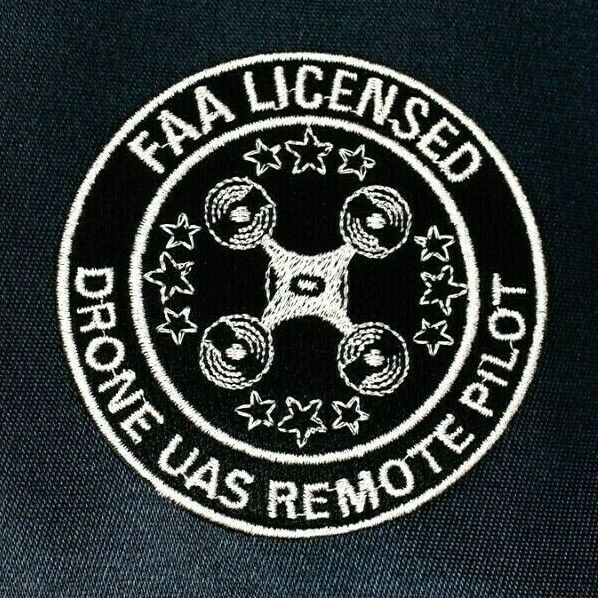 Black & Silver Drone Accessories - FAA Licensed UAS Remote Pilot Iron On Patch